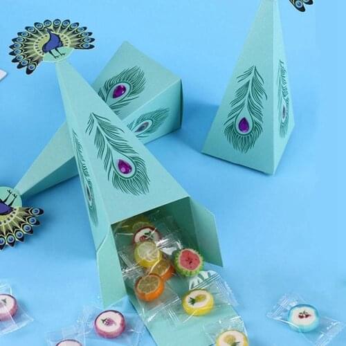20pcs Peacock Gift Bag Pearl Paper Candy Box Snacks Jelly Cookies Storage Bag Wedding Baby Baptism Birthday Christmas Gift Bag