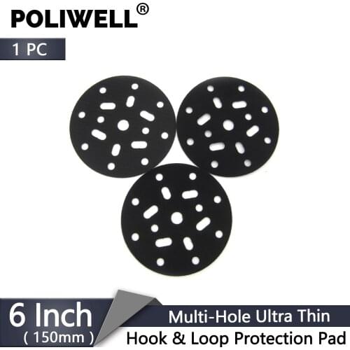 POLIWELL 1PC 6inch Multe-Holes Ultra-thin Interface Buffer Pads Hook and Loop Sanding Pad Protection Self-adhesive Abrasive Pad
