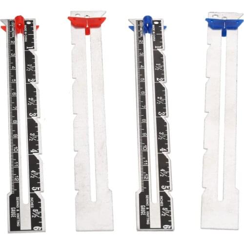 2pcs Sewing Gauge 15cm Seam Measure Tool Metal+Plastic Red/Blue Sliding Pointer Quilt Tailor Ruler Marking Spacing Hicello