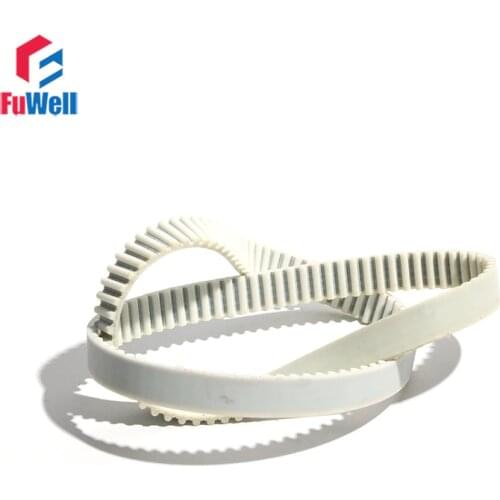 HTD5M 3340/3360/3370/3390mm Timing Belt PU Transmission Pulley Belt Closed Loop White Polyurethane 15/20/25/30mm Width Gear Belt