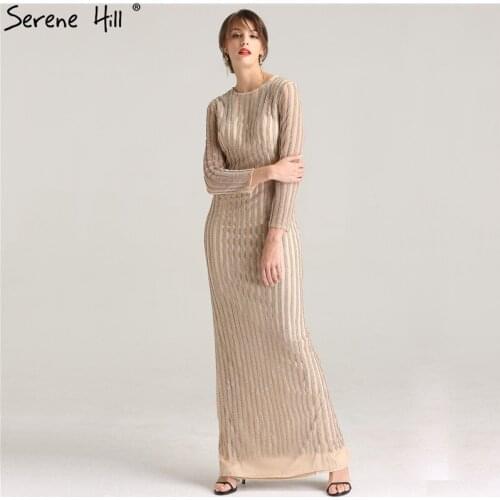Long Sleeves Full Diamond Luxury Evening Dresses 2020 New Fashion Sparkly Evening Party Dress Serene Hill LA6207