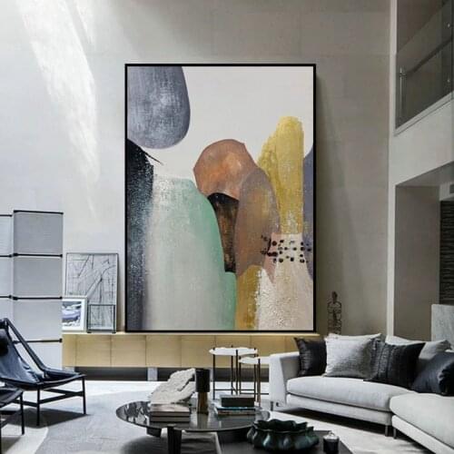 Hand-painted oil painting abstract golden stone entrance decorative painting canvas paintings modern living room sofa