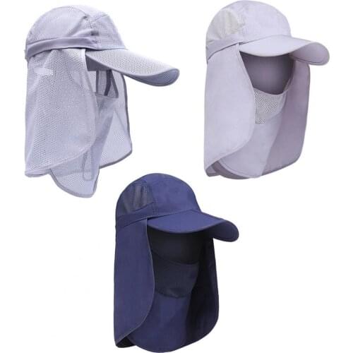 Universal Fishing Hat Foldable Detachable Windproof Adjustable Wide Brim Ear Flap Neck Cover Sun Cap for Fishing