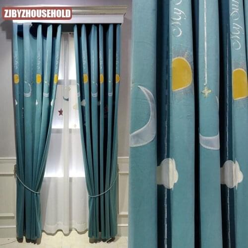 New Style Cartoon Curtains for Childrens Room Bedroom Semi-blackout Curtains Nordic Curtains Embroidered Curtain Fabric