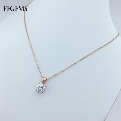 FFGems Real 925 Silver Pendant Sterling Moissante 2ct EF Color or Zircon Necklace Find Jewelry for Women Party Wedding Gifts