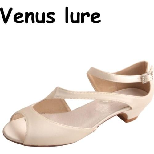 Venus lure Open Toe Bridal Wedding Shoes Women Low Party Satin Size 11