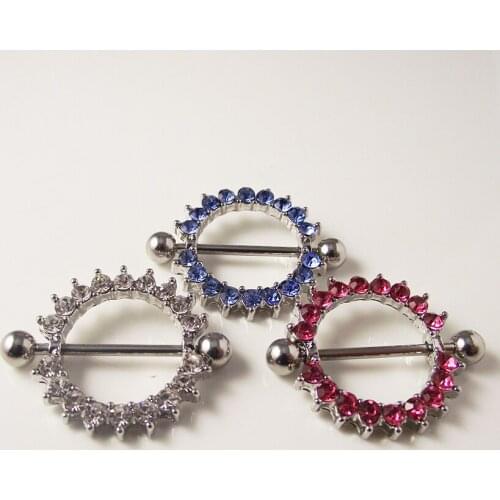 SaYao 2piece 316L Surgical Steel Sexy CZ Crystal Mamilo Rings Nipple Ring Barbell Body Piercing Jewelry Nipple Bar ring Women