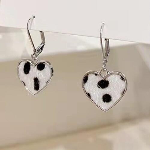 10 pair / lot fashion jewelry accessories gold metal leopard cow pattern velvet heart earrings