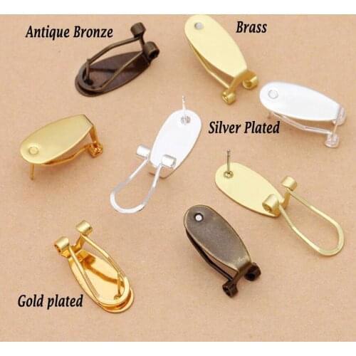 200pcs 9x20mm glue pad bezel blank earring base earring post with back jewelry cabochon settings findings