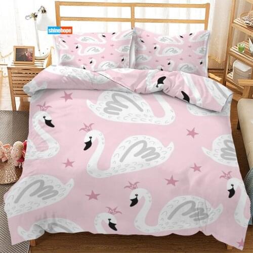 3 Pcs Luxury Duvet Cover Set Swan Bedding Sets Comforter Duvet Cover Pillowcase Home Textiles