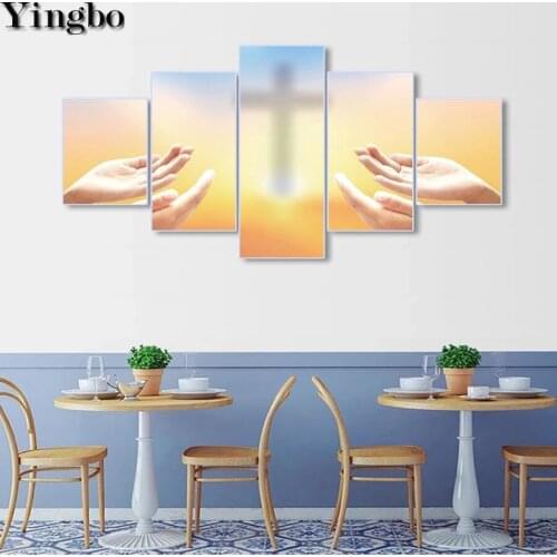 5d diamond painting full square/round 5 Pieces Cross Christian Pictures Rhinestones Painting 3D Diamond Embroidery Cross Stitch