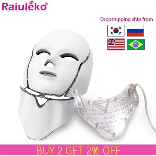 7 Colors Light Led Facial Mask Led Korean Photon Therapy Face Mask Machine Therapy Skin Care Acne Removal Mask Neck Beauty spa
