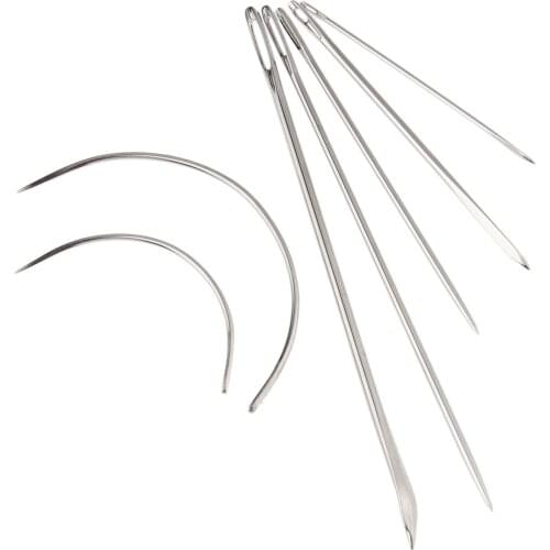 7Pcs/set Repair Upholstery Sewing Needles Carpet Leather Curved Canvas Crochet Hook Stainless Steel Hand Sewing Needles Kit