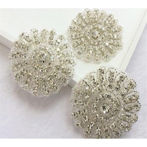 Shoes Accessories Sewing On Fashion Flower Patch Crystals Wedding Rhinestones Applique For DIY Wedding Evening Dress