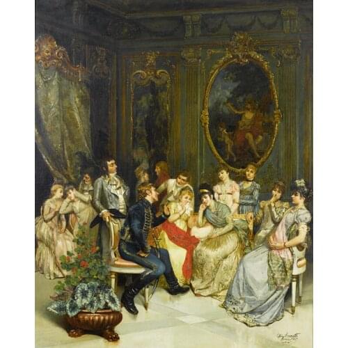 Free shipping classic court figure palace meet chat oil painting canvas prints on canvas home wall art decoration picture