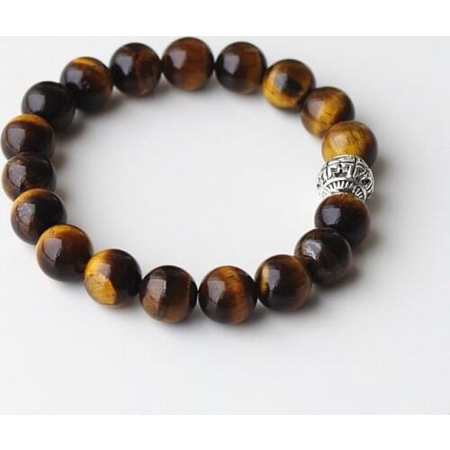 10MM Yellow Tiger Eye Beads Stone Bracelet For Men Handmade Strand Bracelets Natural Stone Charm Bracelets Buddha Jewelry