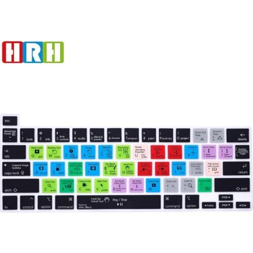 HRH Silicone Shortcut Hotkey English After Effects Keyboard Cover Skin For MacBook New Pro 16 A2141 M1 Chip A2338/A2251/A2289