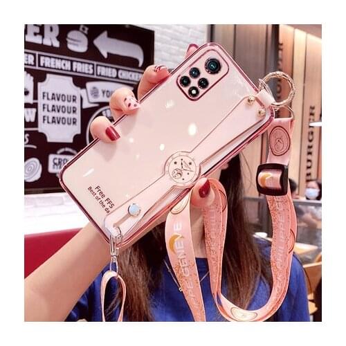 For Xiaomi Mi 10T Pro Case Soft Silicone plating Slim With Wristband protective Back Cover Case For xiaomi mi 10t 10tpro mi10T