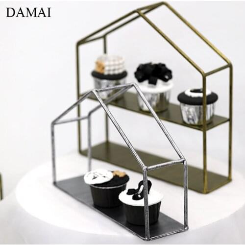 House Shape Cake Stand Iron Double Layer Dessert Display Plates Party Get Together Afternoon Tea Pastry Snacks Trays Home Decor