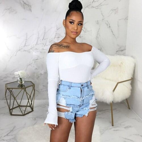 Fashion Patchwork Ripped Holes Jeans for Women High Waist Zipper Front Stretch Short Bottom Pant Streetwear Bodycon Slim Capris