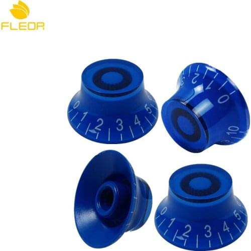 FLEOR 4pcs Top Hat Speed Control Knobs Guitar Volume Tone Knobs,Blue