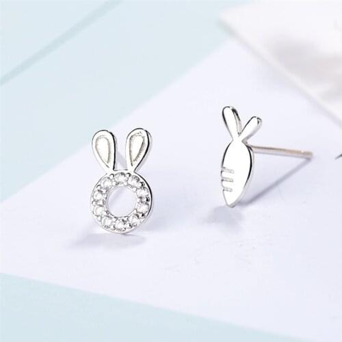 HEYLUOKE 100% Fashion Cute Small Stone bunny Rabbit Turnip Stud Earrings Gift For School Girls Teen Lady