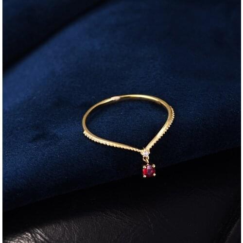 Aazuo Ins Trendy 18K Yellow Gold Natural Ruby Fashion Move Ring gifted for Women Midi Finger Au750
