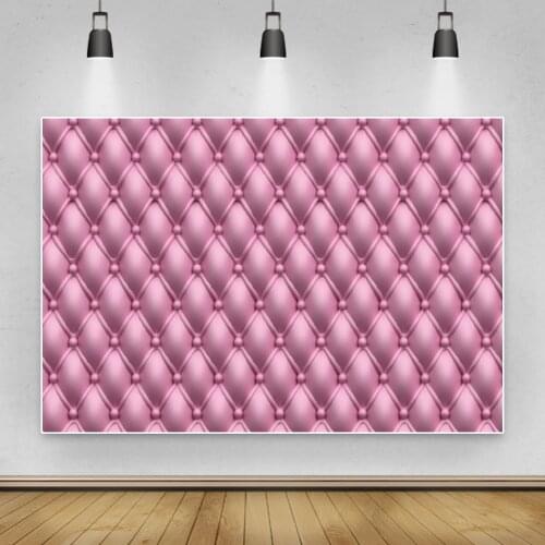 Laeacco Pink Leather Headboard Surface Of Sofa Diamond Pattern Party Decor Photophone Photographic Background Photo Backdrops