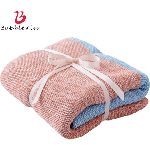 Bubble Kiss Best Selling 2020 Knitted Blanket Four-Color Gradient Bedding Cover Blanket Fashion Photo Props Blanket Summer Shawl