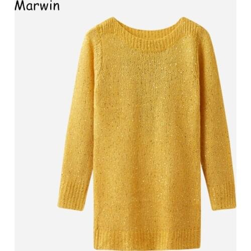 Marwin 2020 New-Coming O-Neck Loose Thick High Street Style Leopard Sweaters Warm Soft Female High Quality Winter Long Sweaters