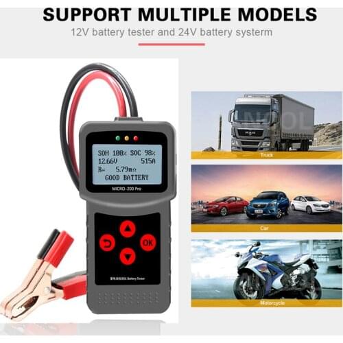 Micro 200Pro 12V Car Motorcycle Battery Tester Digital Battery Analyzer Battery Internal Resistance Life Diagnostic Scanner Tool