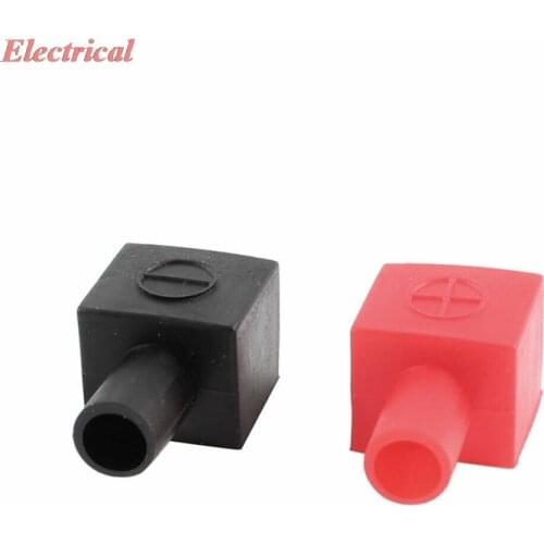 Motorcycle Battery Terminal Cover Soft Plastic Insulation Boot Black Red Pair