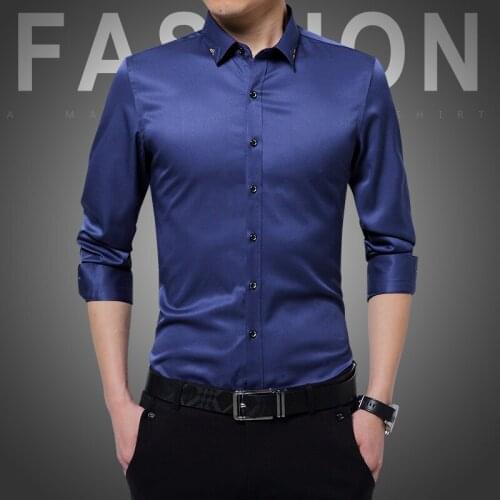 Men Long Sleeve Shirts New Design Men Business Formal Dress Shirts Slim Fit Mans Clothing Blouse Shirts For Man
