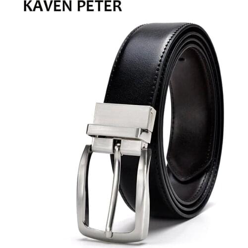 Men Reversible Buckle Belt Luxury Leather Belt Men Brand Real Leather 35mm Designer Belt For Men Nickle Gold Buckle