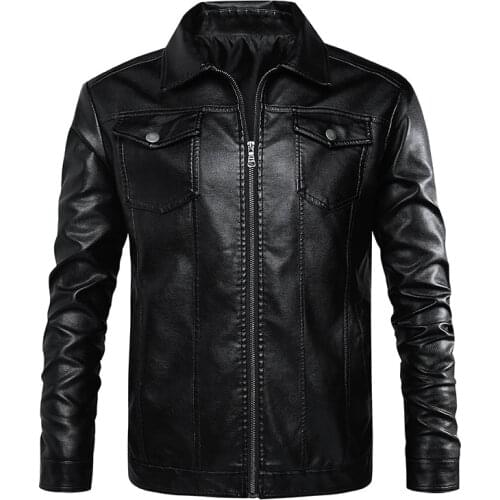 2021 Mens Autumn and Winter New Sports Casual Fashion Business Lapel PU Leather Coat