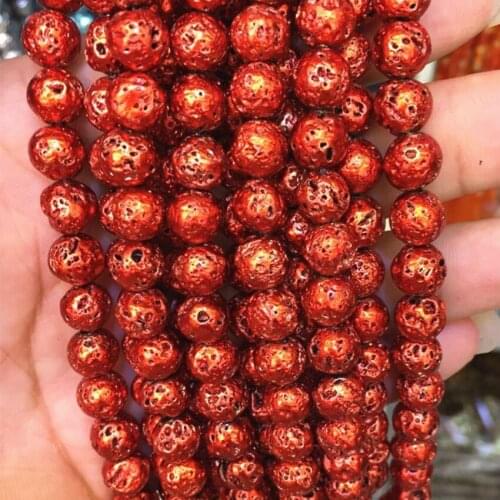 Wholesale price 9 colors volcanic 8mm natural lava stone round loose beads for women diy jewelry finding accessories 15inch B126