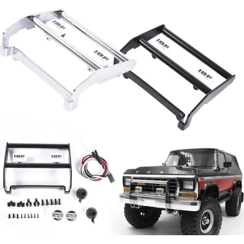 Stainless Steel Front Metal Bumper with LED Light Anti Collision Bumper for Remote Control Crawler for Ford Traxxas TRX4 Bronco