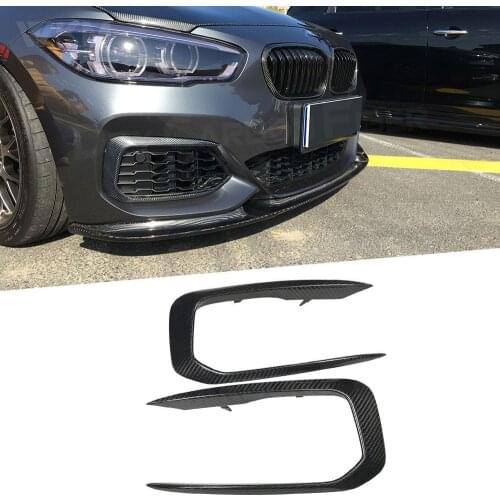 Dry Carbon Fiber Front Fog Lamp Wind Knife Fangs Trim Strips for BMW 1 Series F20 M Sport M135i M140i Hatchback 2016 - 2018 FRP