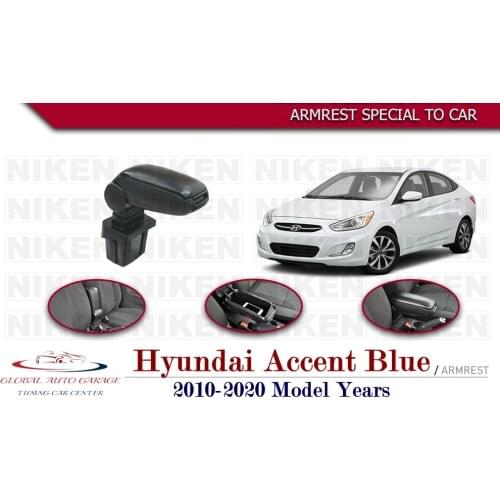 For Hyundai Accent Blue Armrest 2010-2020 Car Accessories Storage Box Easy Install Universal Cup Holder Interior Auto Charging