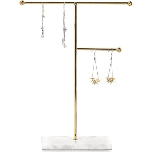 Jewelry Storage Shelf Hanging Rack Marble Base Stand Stone Holder Rack Earring Hanging Necklace Pendant Shelf
