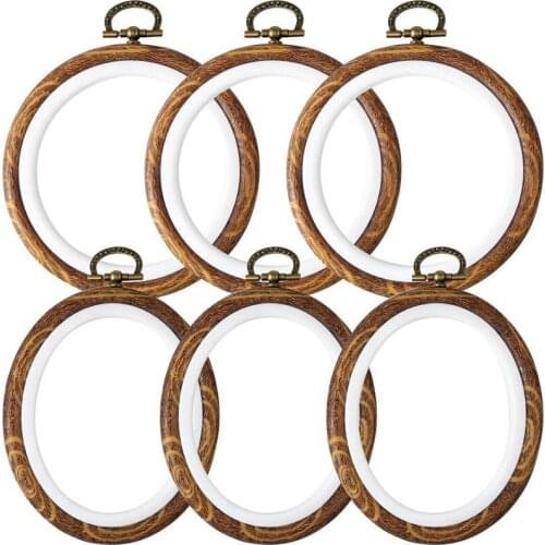 Christmas Round and Oval Embroidery Hoop Display Frame Circle for Art Craft Sewing and Ornaments(6Pcs,4 Inch)