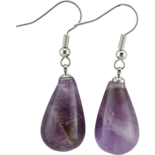 Big Size Teardrop Dangle Earrings Womens Jewelry Fashion Natural Amethysts Quartz Opal Lapis Lazuli Stone Drop Earrings