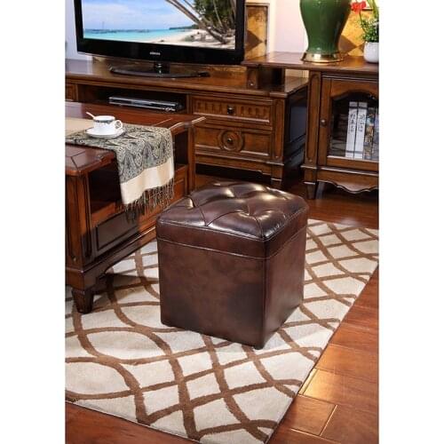 Genuine leather brown color stool for living room and sofa stool WA673