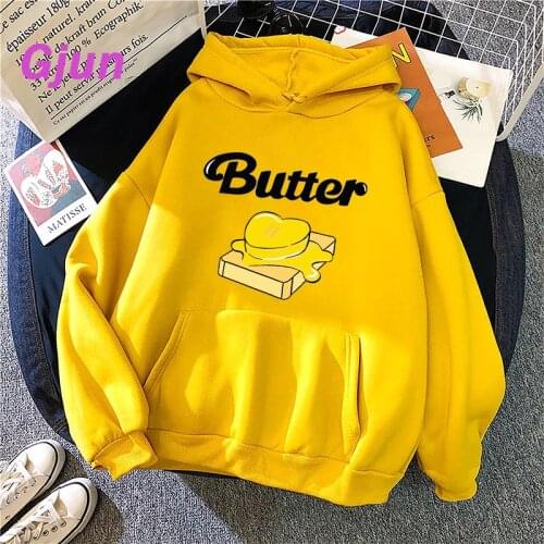 Smooth Like BUTTER Harajuku Style Sweatshirt Printing Anime Pattern Casual Kpop Pullover Creative Men and Women Korean Hoodie