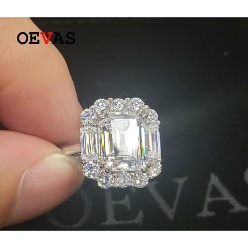 OEVAS 100% 925 Sterling Silver Sparkling High Carbon Diamond Wedding Rings For Women Engagement Party Fine Jewelry Wholesale