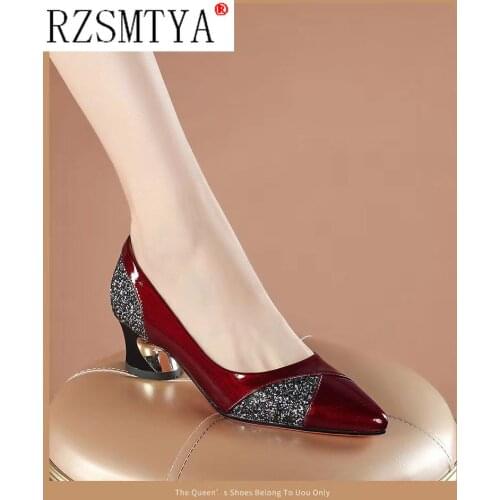 Hot Sale Single Shoes Women Pumps 2021 Patent Leather Slip on Classic High Heels Dress Office Shoes Woman