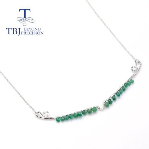 925 sterling silver handmade emerald necklace 4.5ct real zambia gemstones fine jewelry for women nice gift tbj