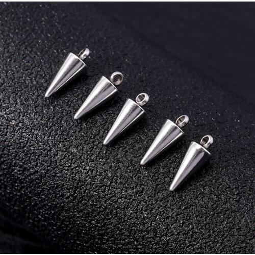 10Pcs Stainless Steel Pendant Charms Cone for Necklace Bracelet Earrings DIY Jewelry Making Findings 13*5mm Crafts Accessories