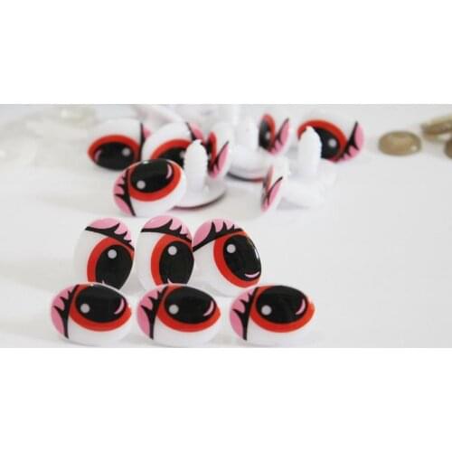 100pcs/lot 15x20mm new design print plastic toy safety cartoon eyes animal eyes & washer for diy plush doll findings