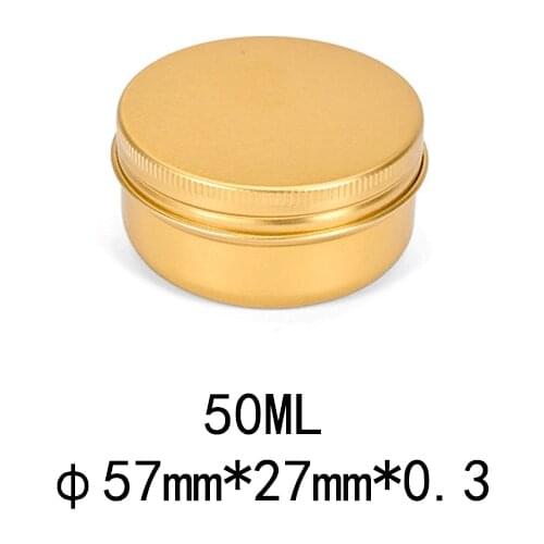 100pcs 50g 57*27mm Gold Color Empty Aluminum Cream Jar Pot Nail Art Makeup Lip Gloss Metal Cosmetic Tins Containers